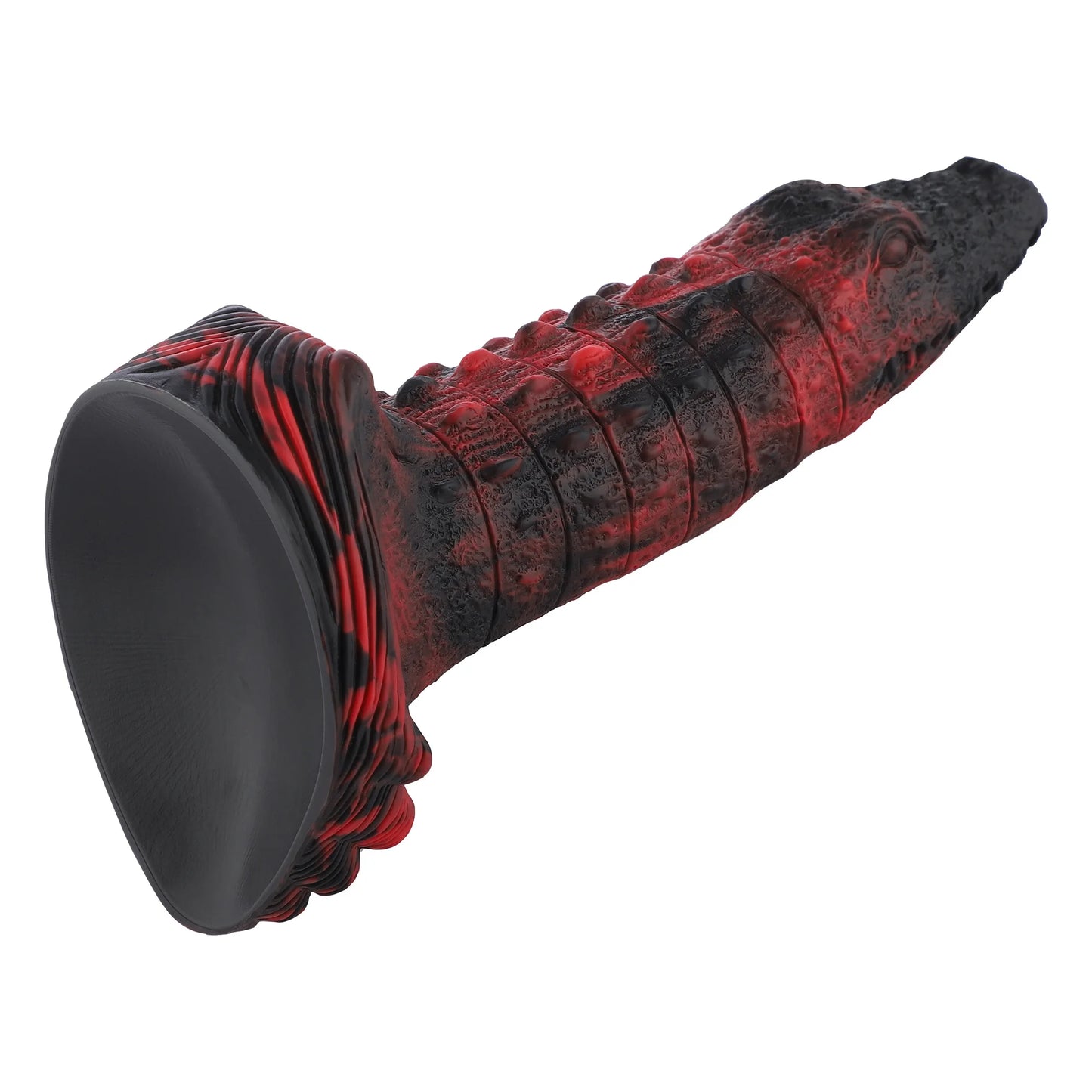 Wildolo Fantasy Crocodilly Black Silicone Suction Cup Dildo 23 cm - Scale-Like Texture and Nodules.