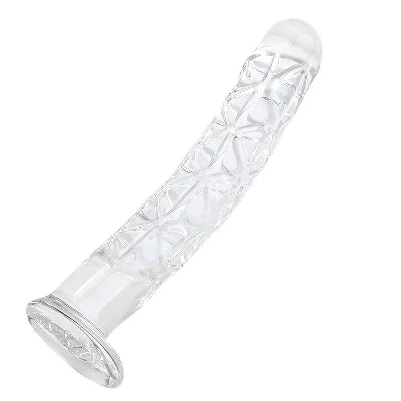 High-Quality 24 cm Glass Dildo with Stimulating Texture | Vaginal & Anal Use | 3.8 cm Diameter |.