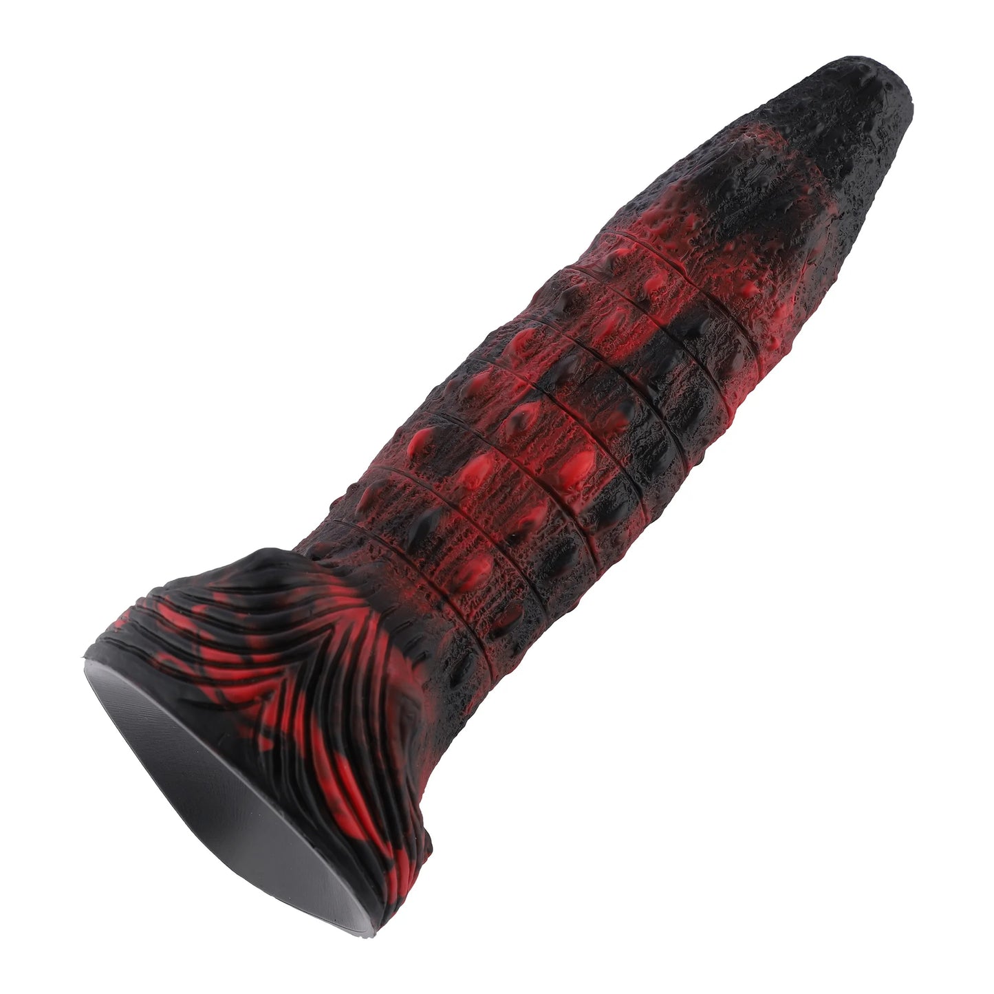 Wildolo Fantasy Crocodilly Black Silicone Suction Cup Dildo 23 cm - Scale-Like Texture and Nodules.