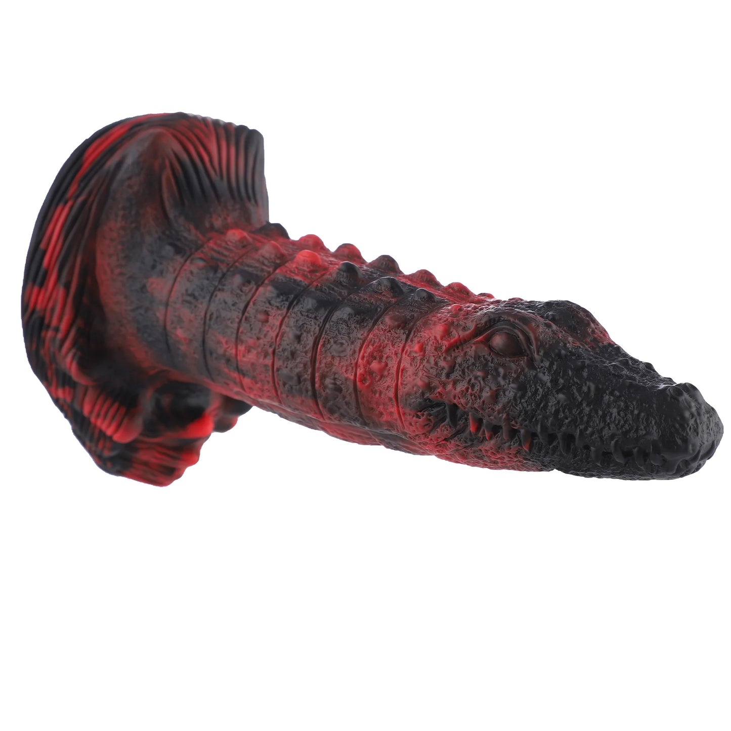 Wildolo Fantasy Crocodilly Black Silicone Suction Cup Dildo 23 cm - Scale-Like Texture and Nodules.